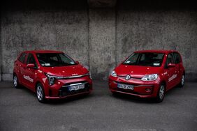 Beide stadtflitzer-Modelle: VW UP und KIA Picanto