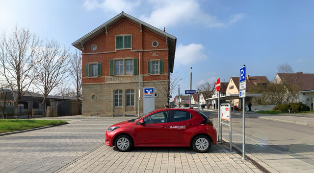 stadtmobil Infostand auf dem Wochenmarkt in Freiberg a.N.