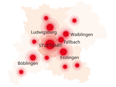 Über 250 Stationen in der Region Stuttgart